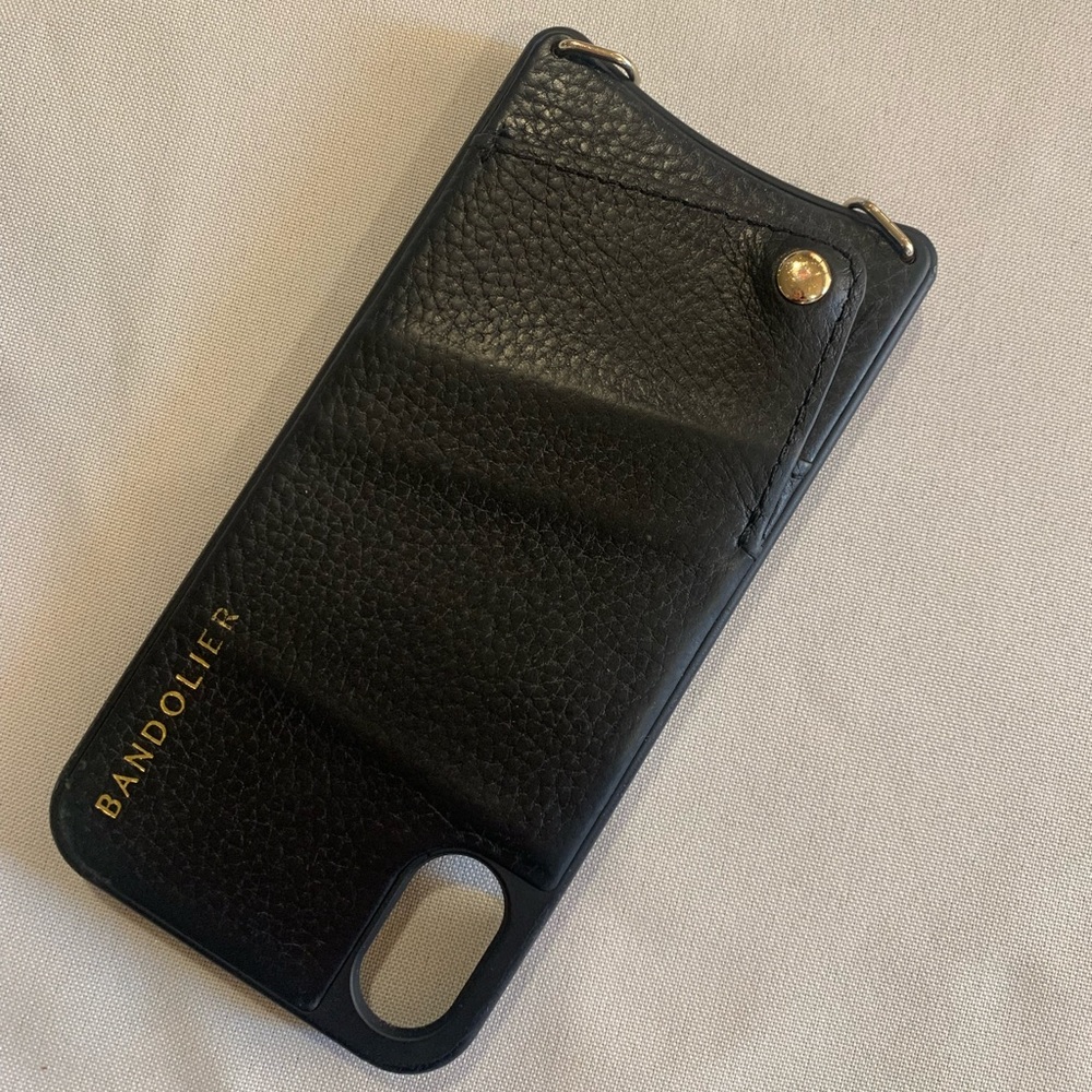 Bandolier EMMA Pebble Leather Crossbody Bandolier in Black/Gold iPhone X/XS